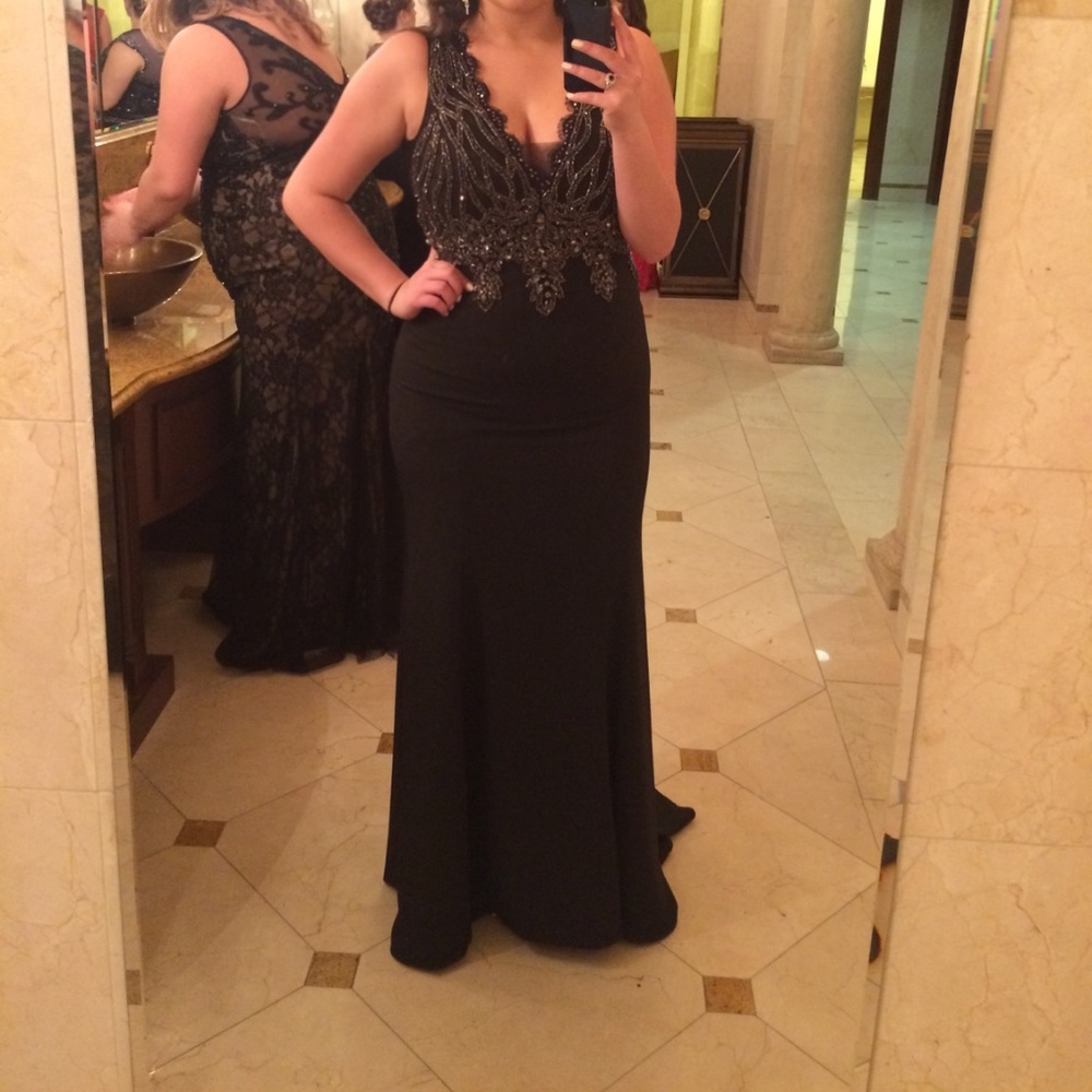 Wedding Guest Dress (Black Beaded)